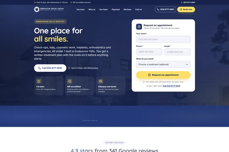 Endeavour Smiles Group landing page - Dental, Endeavour Hills, VIC
